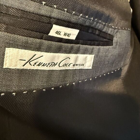KENNETH COLE New York Mens 46L W40 Gray 100% Wool Blazer Sport Coat Suit Jacket - Picture 4 of 6
